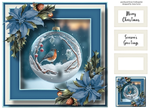 Bird In Snowy Christmas Bauble 1 8x8