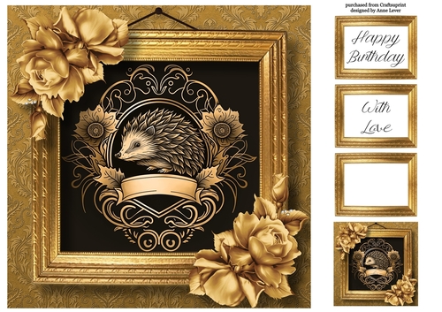 Picture Perfect - Gold Art Nouveau - Hedgehog 8x8