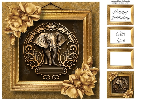 Picture Perfect - Gold Art Nouveau - Elephant 8x8