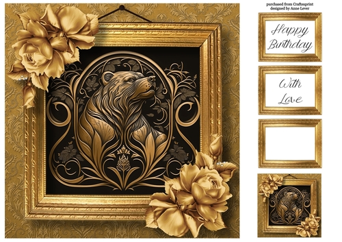 Picture Perfect - Gold Art Nouveau - Bear 8x8