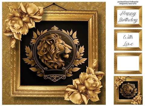 Picture Perfect - Gold Art Nouveau - Lion 8x8