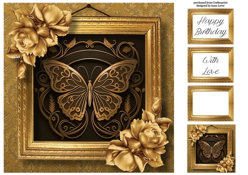 Picture Perfect - Gold Art Nouveau - Butterfly 8x8