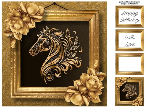 Picture Perfect - Gold Art Nouveau - Horse 8x8