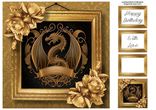 Picture Perfect - Gold Art Nouveau - Dragon 8x8