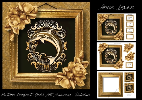 Picture Perfect - Gold Art Nouveau - Dolphin