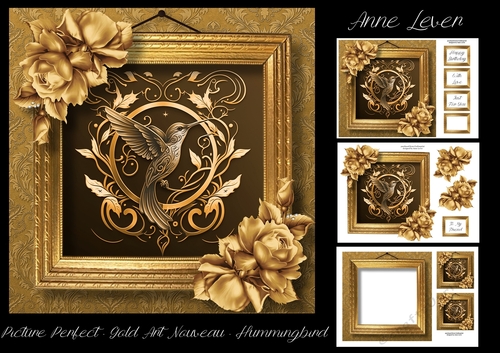 Picture Perfect - Gold Art Nouveau - Hummingbird
