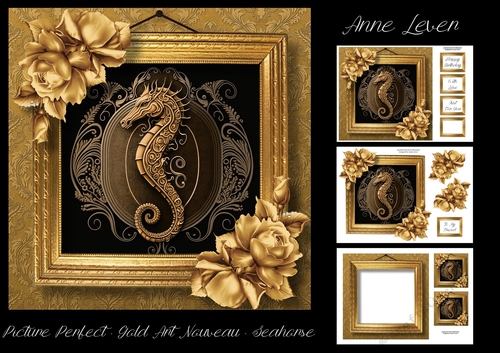 Picture Perfect - Gold Art Nouveau - Seahorse