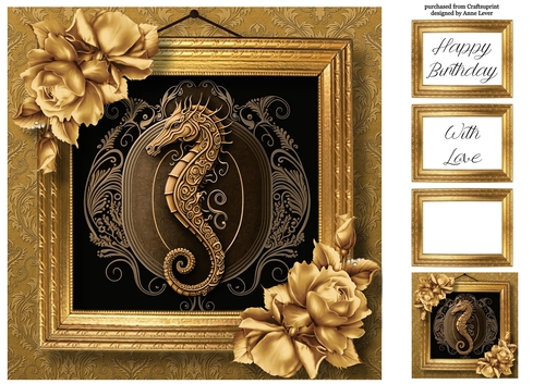 Picture Perfect - Gold Art Nouveau - Seahorse 8x8