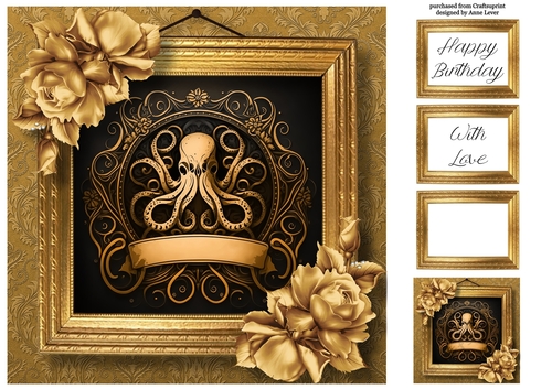 Picture Perfect - Gold Art Nouveau - Octopus 8x8