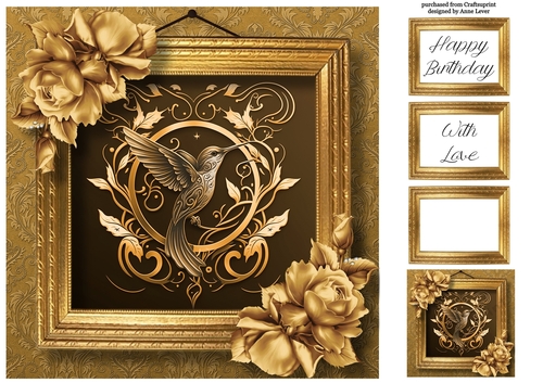 Picture Perfect - Gold Art Nouveau - Hummingbird 8x8
