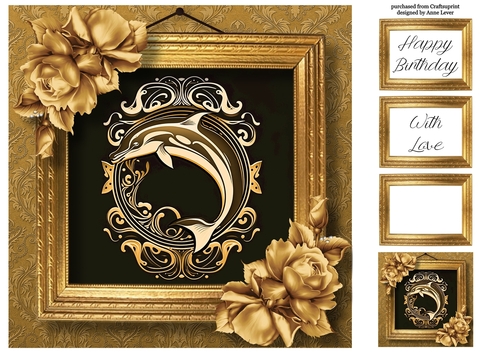 Picture Perfect - Gold Art Nouveau - Dolphin 8x8