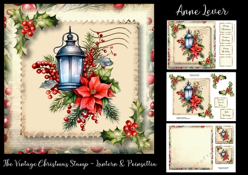 The Vintage Christmas Stamp - Lantern & Poinsettia