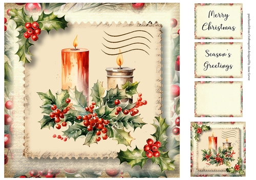 The Vintage Christmas Stamp - Candles & Holly 8x8
