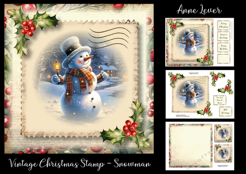 Vintage Christmas Stamp - Snowman