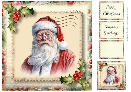 Vintage Christmas Stamp - Father Christmas 8x8