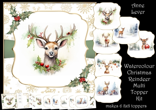 Watercolour Christmas Reindeer Multi Topper Kit
