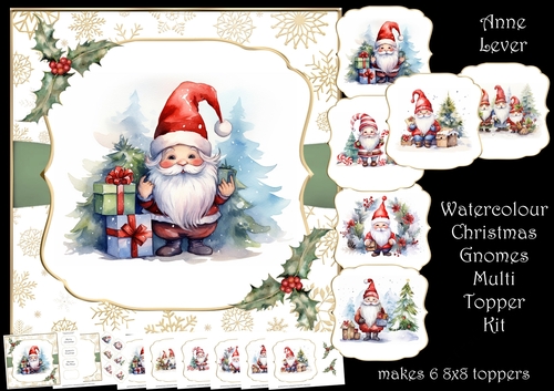 Watercolour Christmas Gnomes Multi Topper Kit