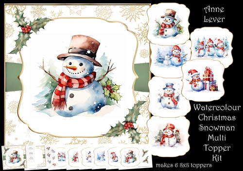 Watercolour Christmas Snowman Multi Topper Kit