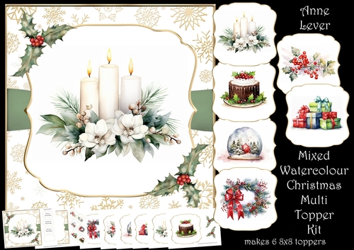 Mixed Watercolour Christmas Multi Topper Kit