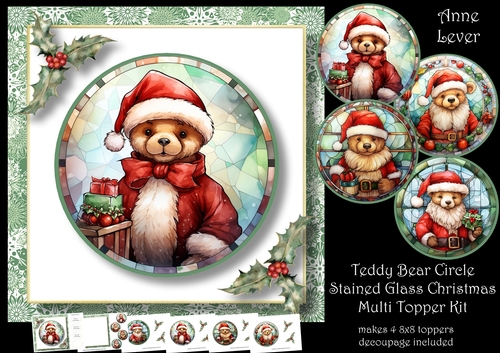 Teddy Bear Circle Stained Glass Christmas Multi Topper Kit