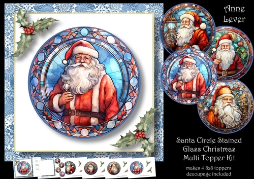 Santa Circle Stained Glass Christmas Multi Topper Kit