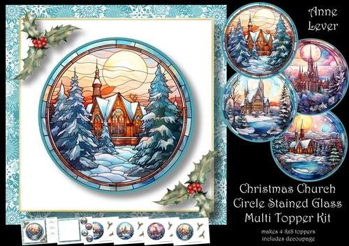 Christmas Church Circle Stained Glass Christmas Multi Topper Kit