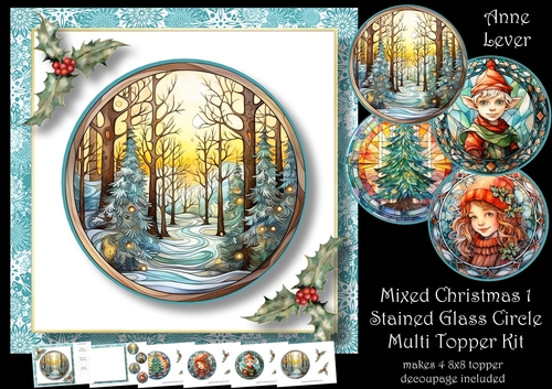 Mixed Christmas 1 Stained Glass Circle Multi Topper Kit