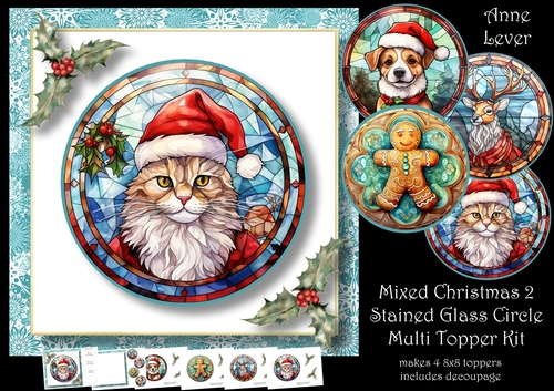 Mixed Christmas 2 Stained Glass Circle Multi Topper Kit