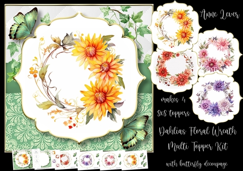 Dahlias Floral Wreath Multi Topper Kit