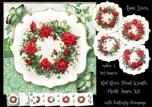 Red Roses Floral Wreath Multi Topper Kit