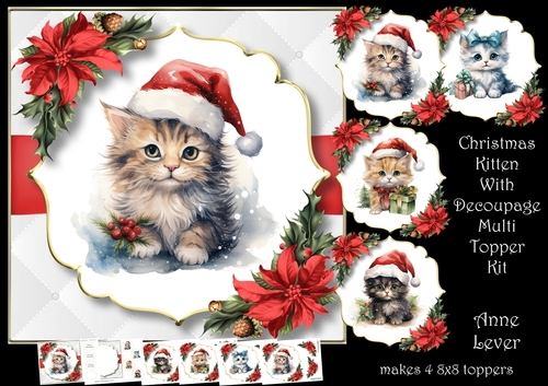 Christmas Kitten With Decoupage Multi Topper Kit
