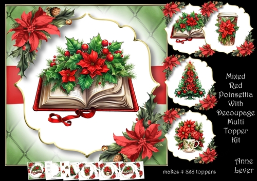 Mixed Red Poinsettia With Decoupage Multi Topper Kit