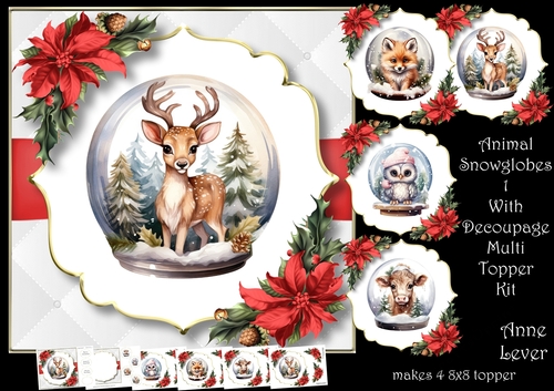 Animal Snowglobes 1 With Decoupage Multi Topper Kit