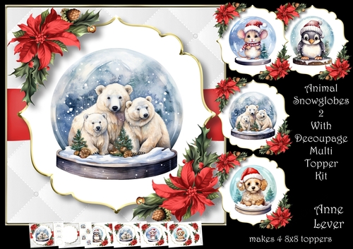 Animal Snowglobes 2 With Decoupage Multi Topper Kit