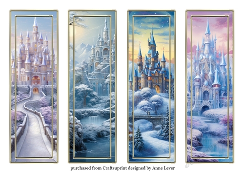 4 Winter Fairytale Castle Bookmarks