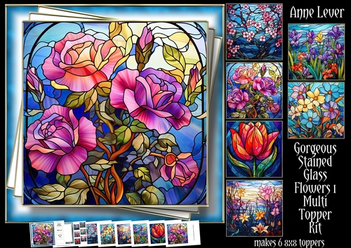 Gorgeous Stained Glass Flowers 1 Multi Topper Kit