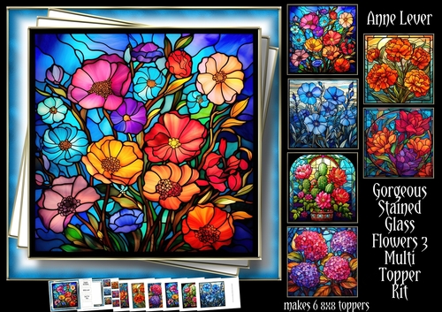 Gorgeous Stained Glass Flowers 3 Multi Topper Kit