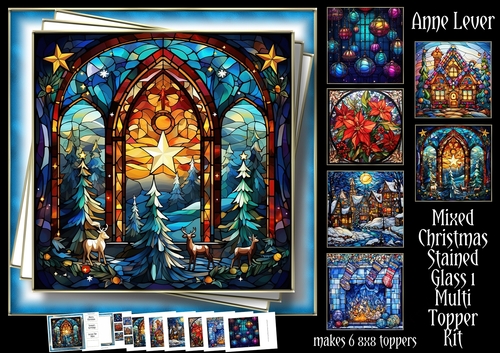 Mixed Christmas Stained Glass 1 Multi Topper Kit