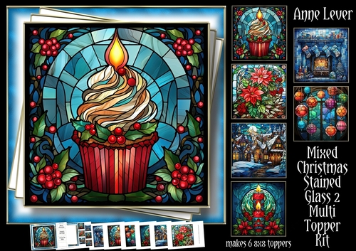 Mixed Christmas Stained Glass 2 Multi Topper Kit