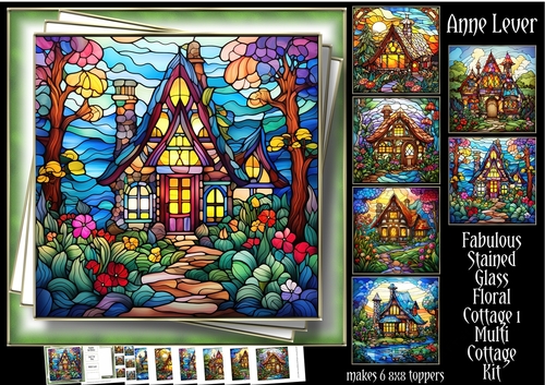 Fabulous Stained Glass Floral Cottage 1 Multi Topper Kit