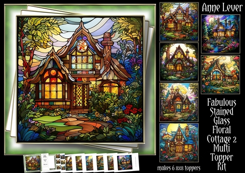 Fabulous Stained Glass Floral Cottage 2 Multi Topper Kit