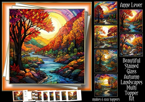 Beautiful Stained Glass Autumn Landscape Multi Topper Kit