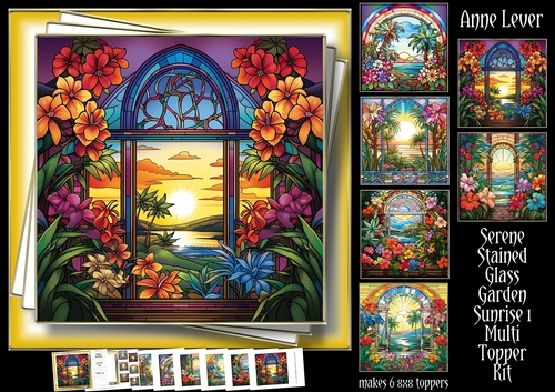 Serene Stained Glass Garden Sunrise 1 Multi Topper Kit
