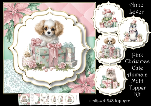 Pink Christmas Cute Animals Multi Topper Kit