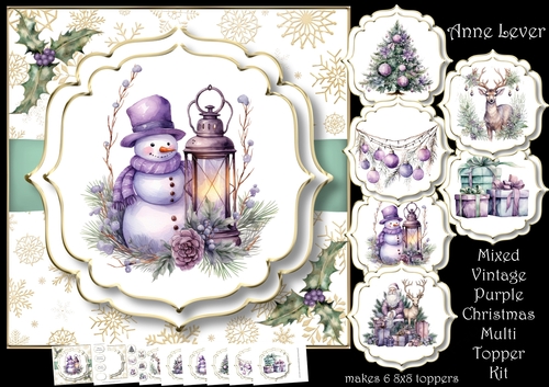 Mixed Vintage Purple Christmas Multi Topper Kit