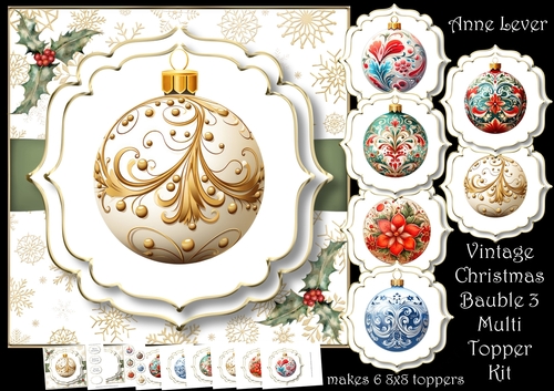 Vintage Christmas Bauble 3 Multi Topper Kit