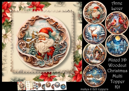 Mixed 3D Woodcut Christmas Multi Topper Kit