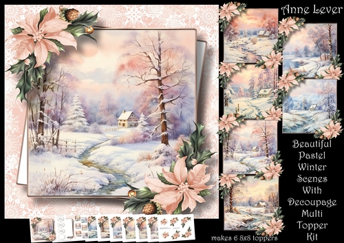 Beautiful Pastel Winter Scenes With Decoupage Multi Topper Kit