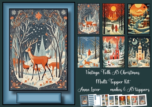 Vintage Folk A5 Christmas Multi Topper Kit