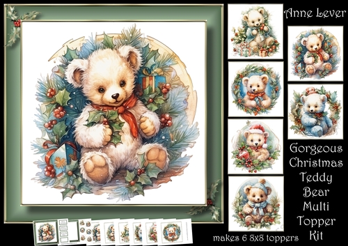 Gorgeous Christmas Teddy Bears Multi Topper Kit
